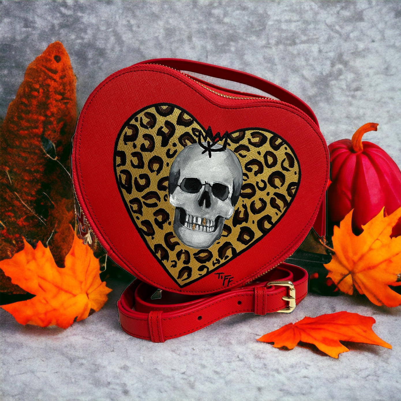 Leopard Print Skull -Red Nirvana Bag